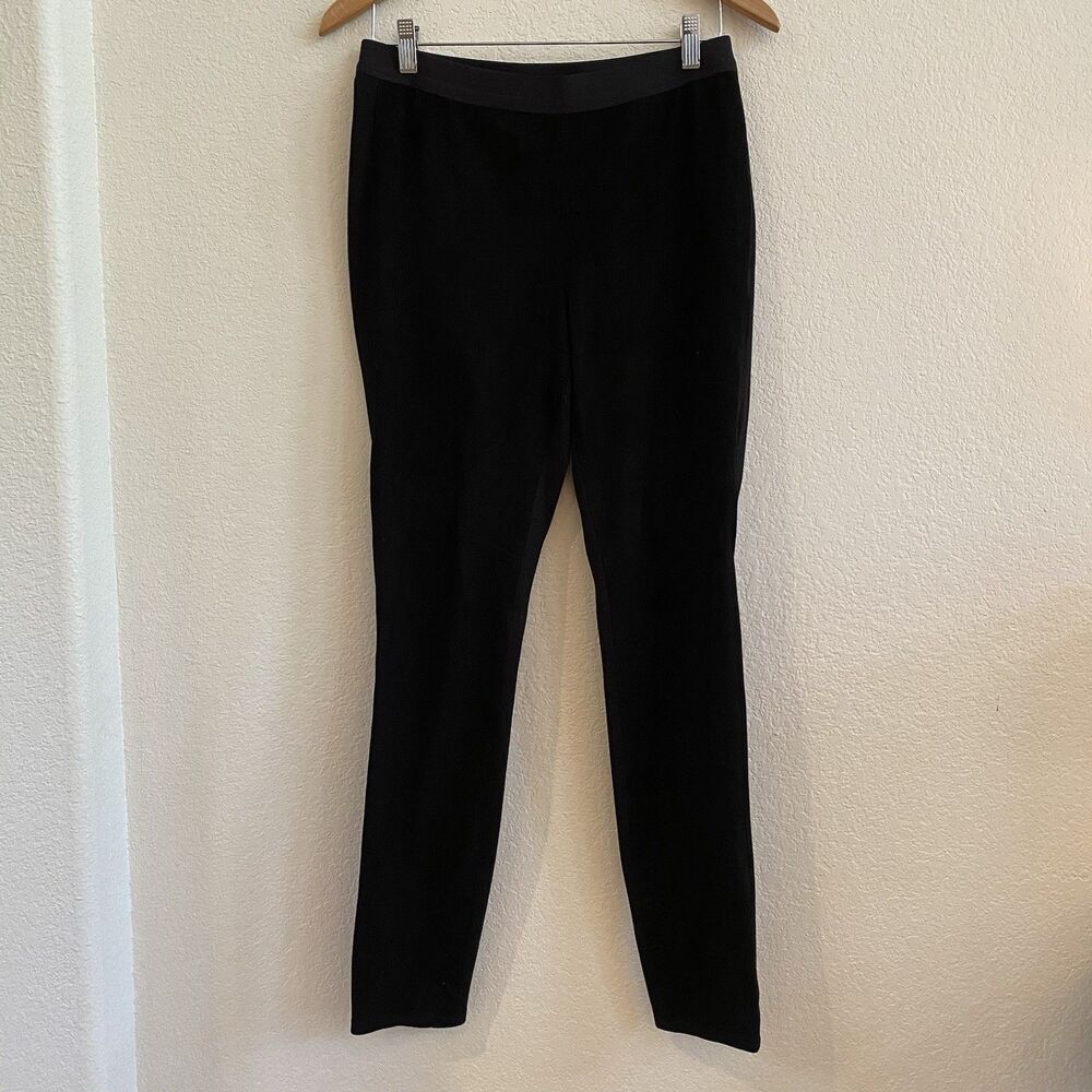 Eileen Fisher Lamb Leather‎ Suede Pants Small Black Pull On Stretch Soft